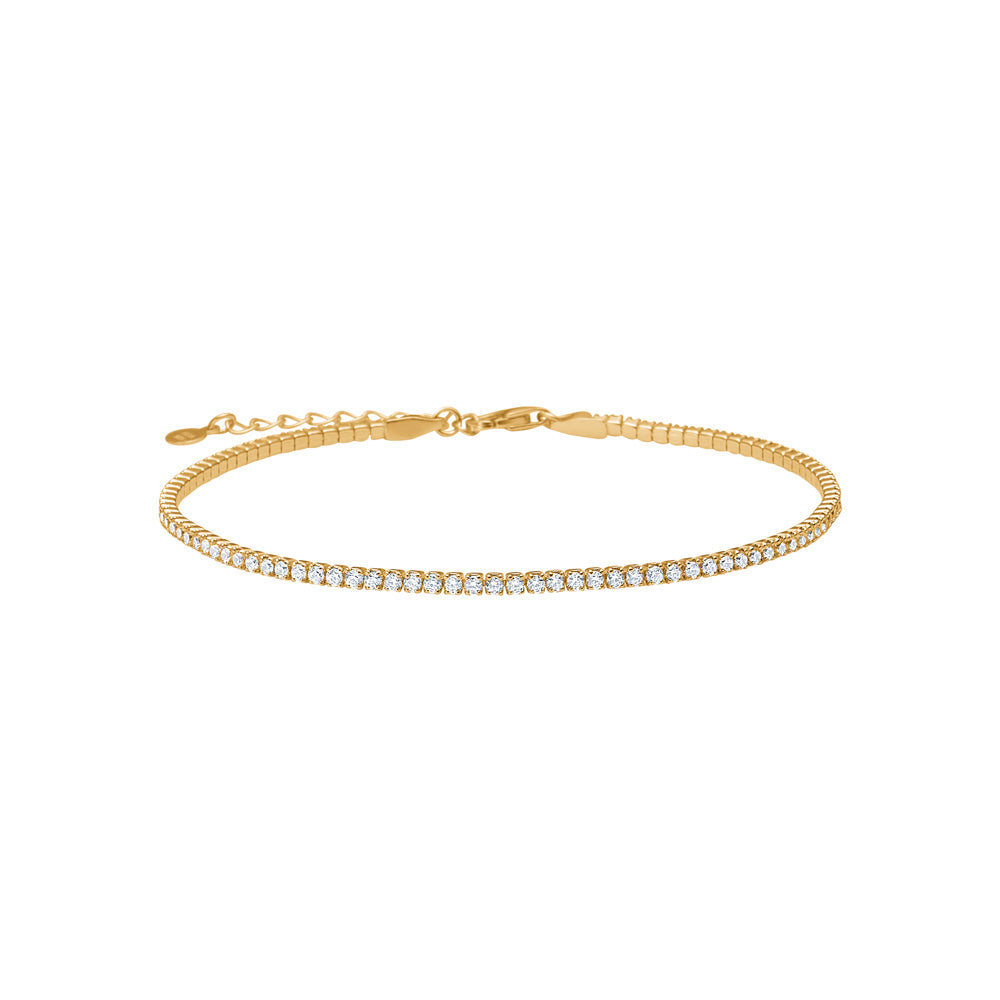 Klassisk tennisarmbånd med zirkonia, forgyldt