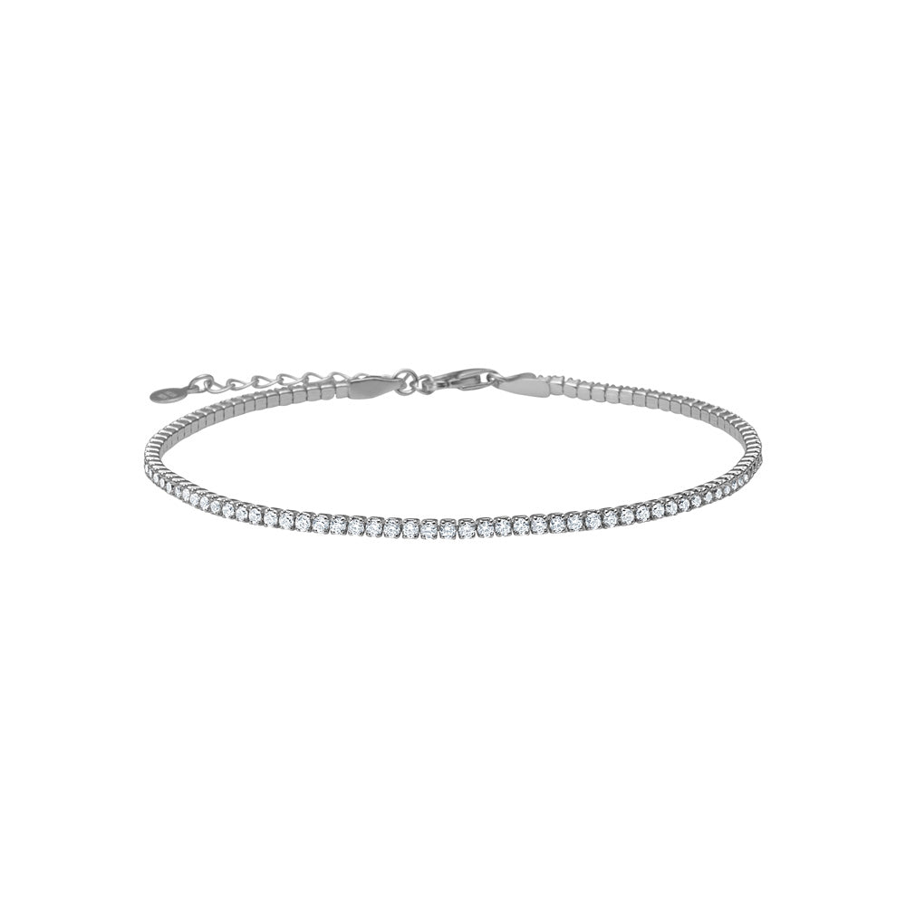 Klassisk tennisarmbånd med zirkonia, sølv