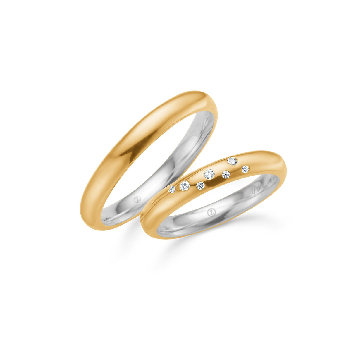 Mads Z vielsesringe 3 mm stjernedrys i 14 kt. guld med sølvkerne, damering og herrering
