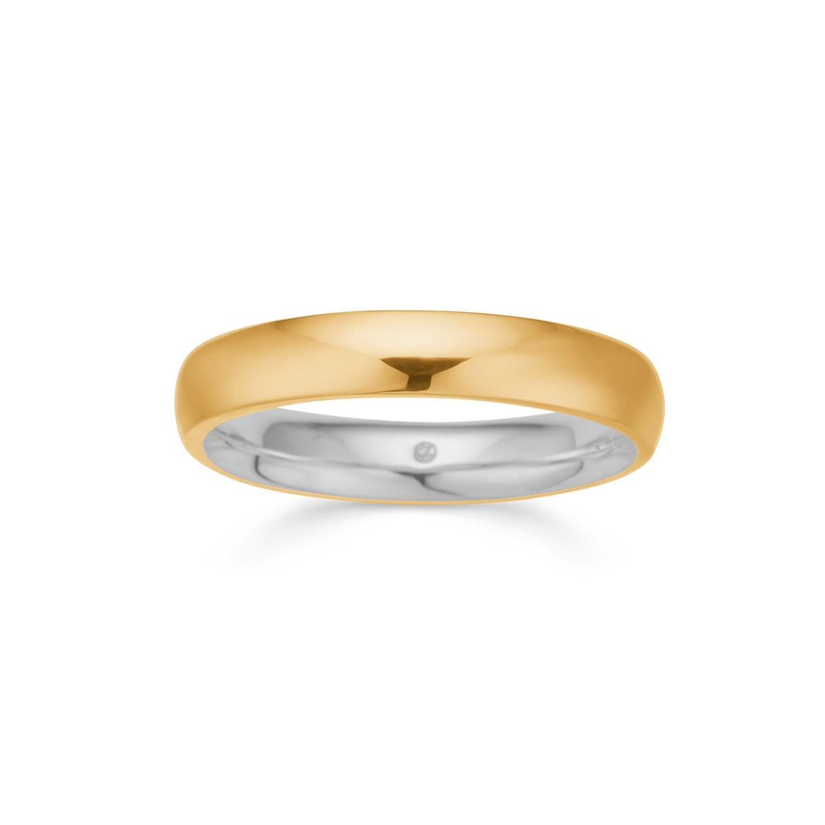 Mads Z glat herrering 4 mm i 8 kt. guld med sølvkerne, til sættet med hamret damering