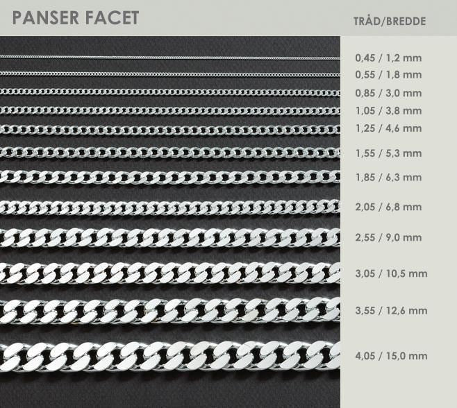 Panser facet sølv halskæde i sterlingsølv 925 SPAR 15%
