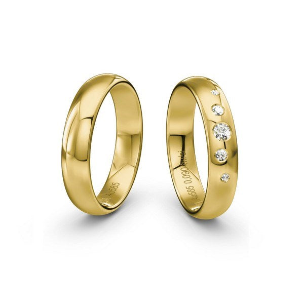 Vielsesringe fra Siersbøl Wedding i 9-14 kt guld med stjernedrys af brillanter