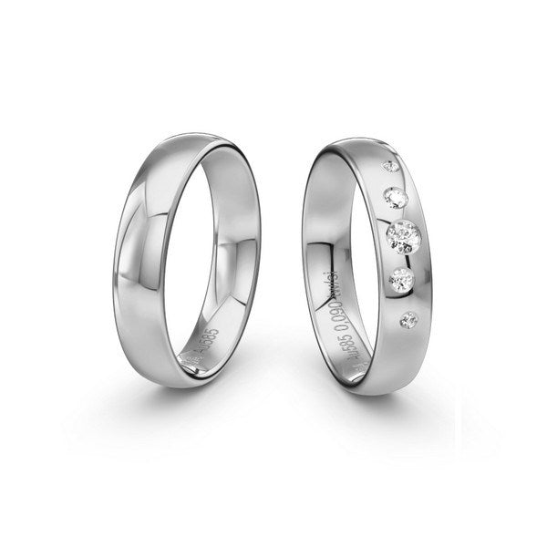 Vielsesringe i 14 kt. hvidguld med 0,08 ct. stjernedrys-brillanter fra Siersbøl Wedding