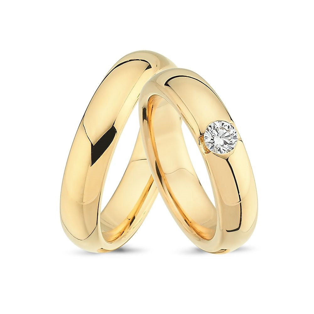 Nuran - Vielsesringe i 14 kt guldringe m. 1x0,23 ct. brillant A4060