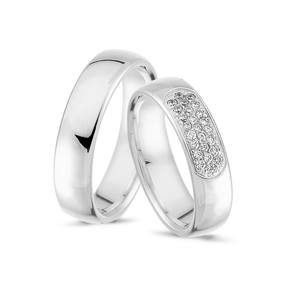 Nuran - Vielsesringe i 14 kt hvidguld m. i alt 0,25 ct A4061