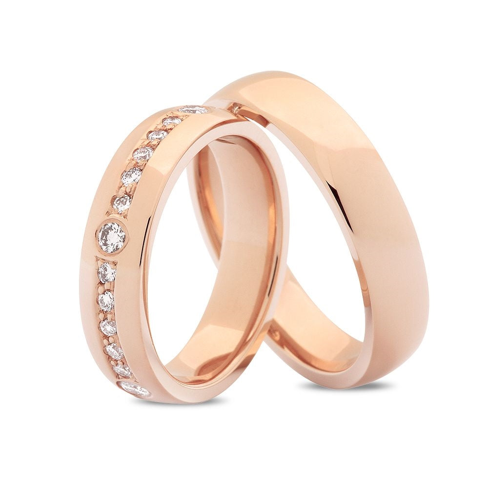 Nuran vielsesringe i 14 kt rosaguld med 0,40 ct brillanter