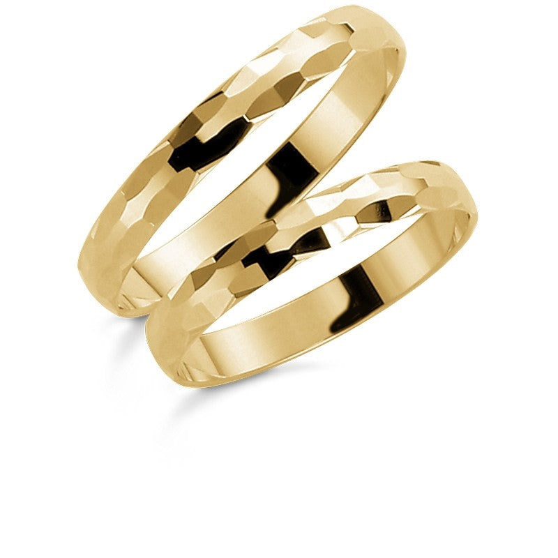 Aagaard vielsesringe i guld uden sten – grafisk overflade og elegant design