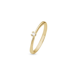 Aagaard Mary diamantring i 8 karat guld med lab-grown brillant og hjerteformede grabbere