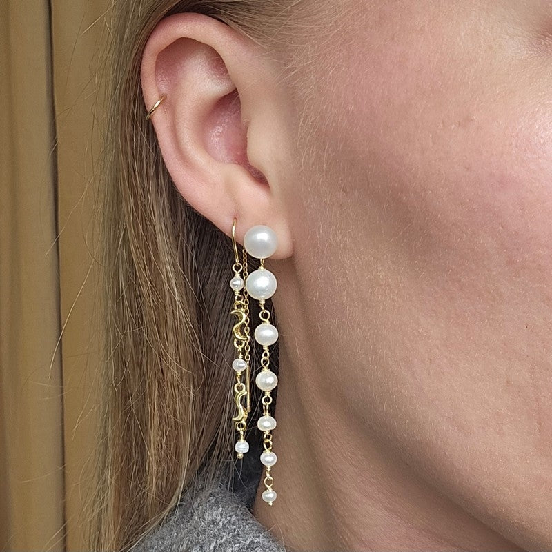 Aqua Dulce - Ghita Long Earstud i forgyldt sterlingsølv