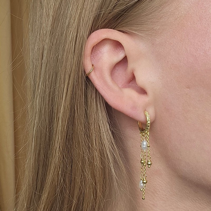 Aqua Dulce - Lunella Pearl Hoop i forgyldt sterlingsølv