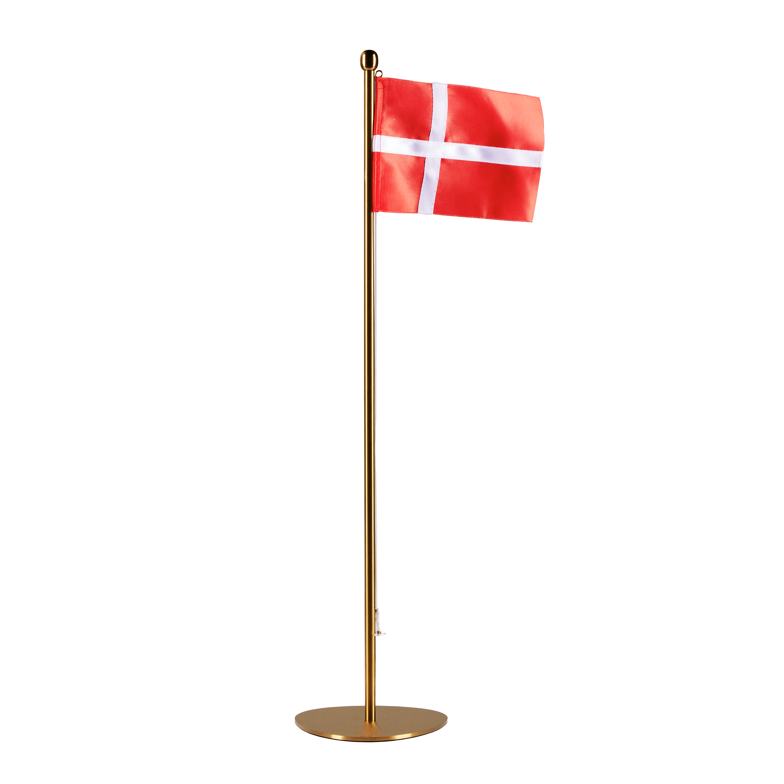 Piet Hein bordflag med Dannebrog i messing – 50 cm højt og perfekt til festlige lejligheder