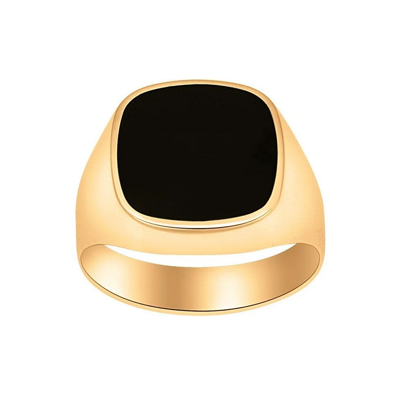 Son of Noa firkantet signetring i 14 kt guld med sort onyx