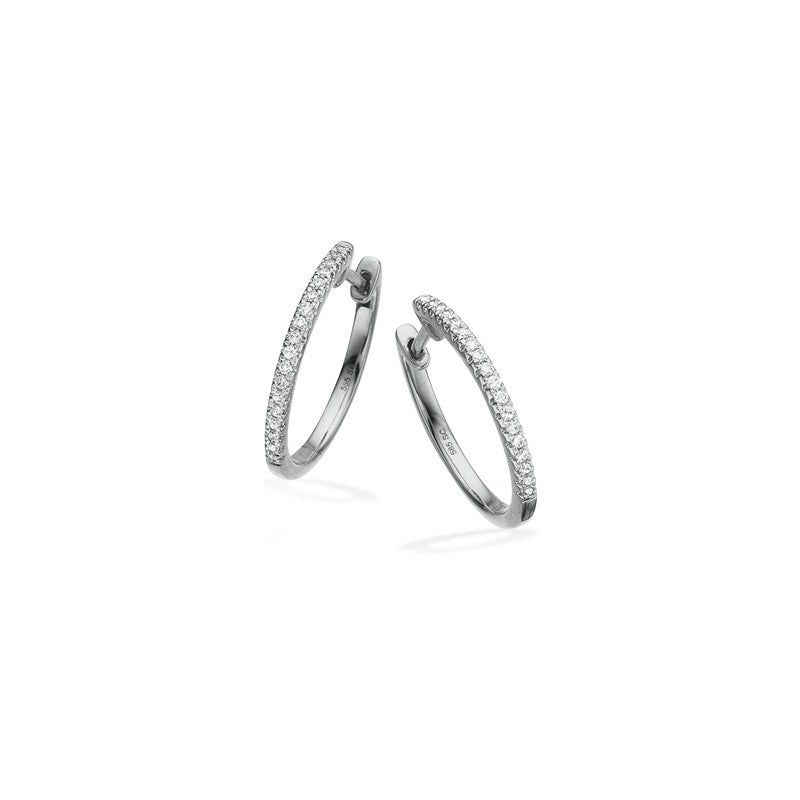 Dazzling - 14 kt hvidguld creoler med i alt 0,14ct W/SI
