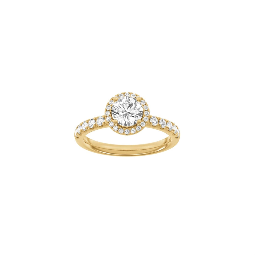 Rund Halo-ring i 14kt rødguld med 1,52ct lab-grown diamanter fra Siersbøl Luxury