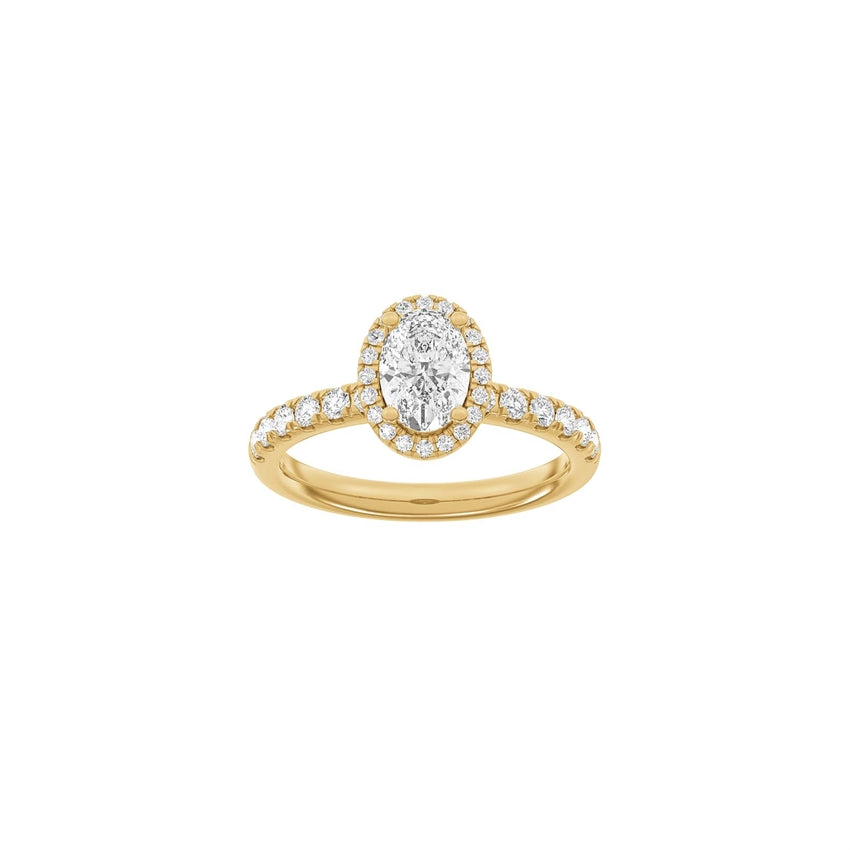Oval Halo-ring i 14kt rødguld med 1,52ct lab-grown diamanter fra Siersbøl Luxury