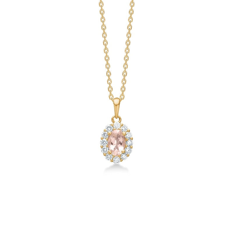 Pastello Elegante halskæde i 14 kt guld m morganit og 0,25ct.