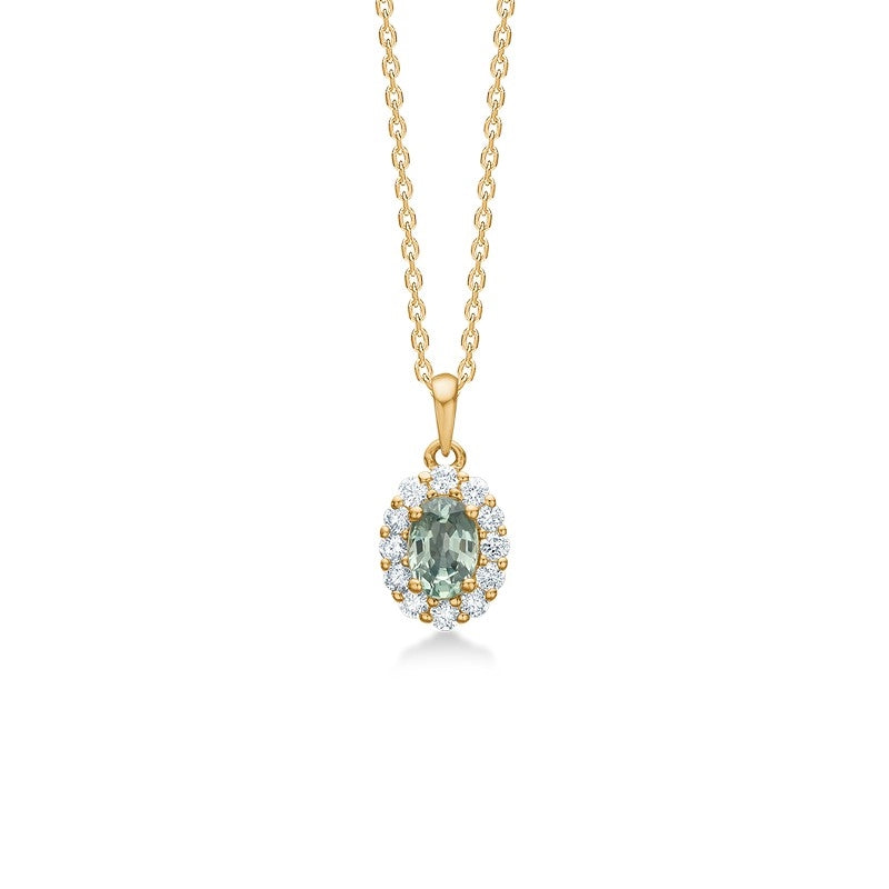 Pastello Elegante halskæde i 14 kt guld m safir og 0,25ct.