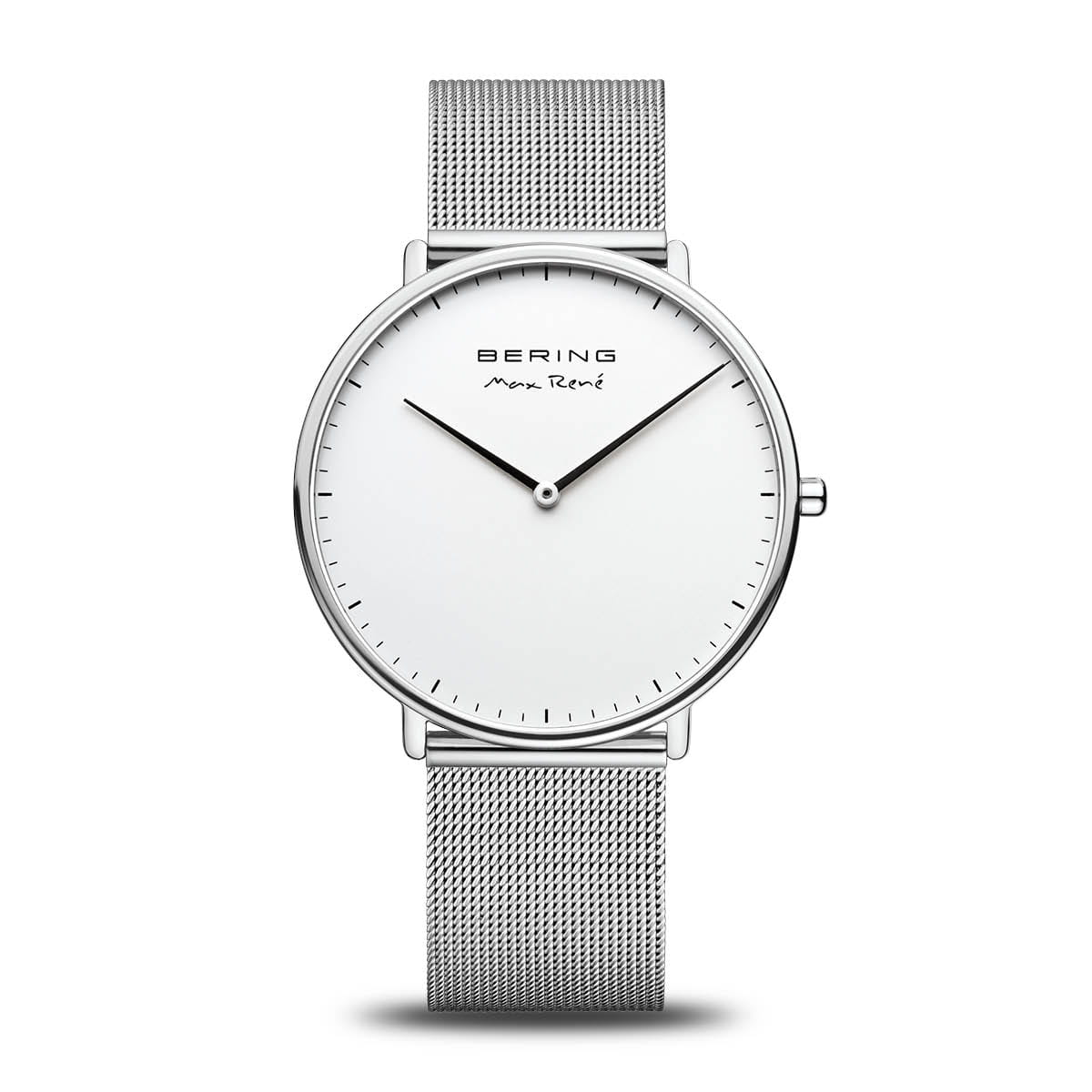 BERING Max René ur i poleret stål med hvid urskive 38 mm