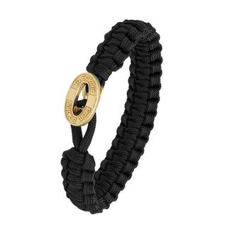 Aagaard From Soldier To Soldier armbånd i sort faldskærmslinje med oval forgyldt sølvlås