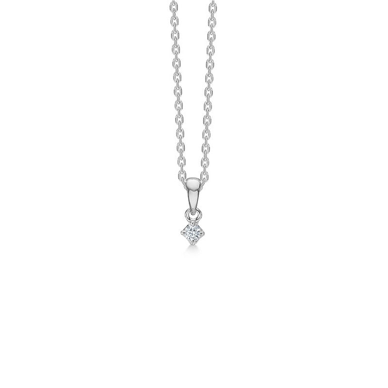 CROWN vedhæng i 14 kt. Hvidguld med diamant fra 0,04 ct. - 0,50 ct.