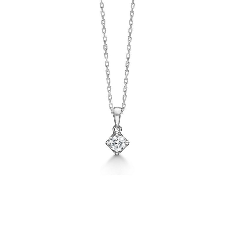 CROWN vedhæng i 14 kt. Hvidguld med diamant fra 0,04 ct. - 0,50 ct.
