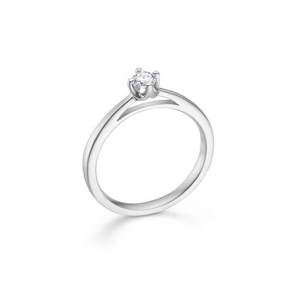 CROWN ring i 14 kt. hvidguld m. diamant (0,04ct.-0,50ct.)