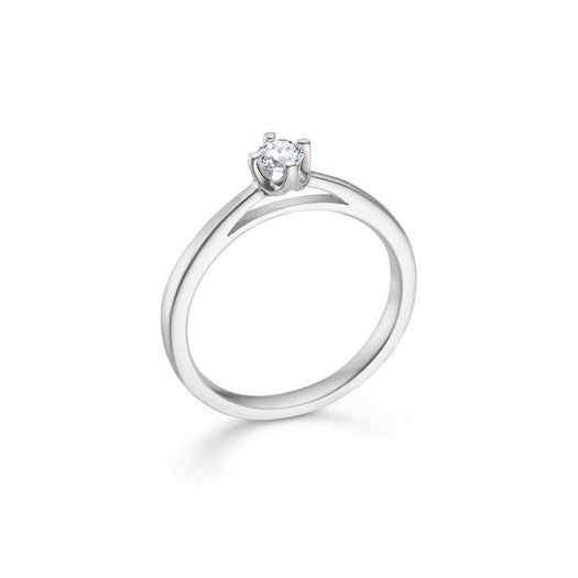 CROWN ring i 14 kt. hvidguld m. diamant (0,04ct.-0,50ct.)