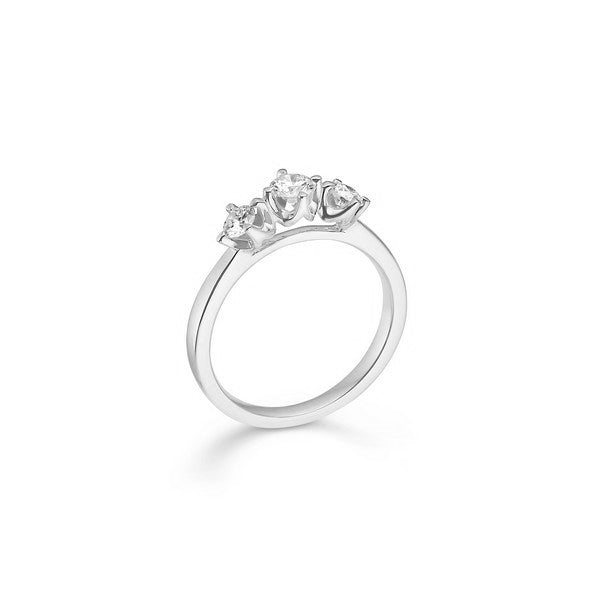 CROWN Trinity ring i 14 kt. hvidguld m. 0,17-0,56ct.