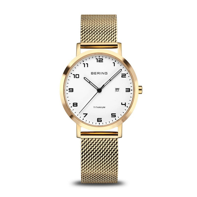 Bering Titanium dameur i guld og poleret mesh 18634-334