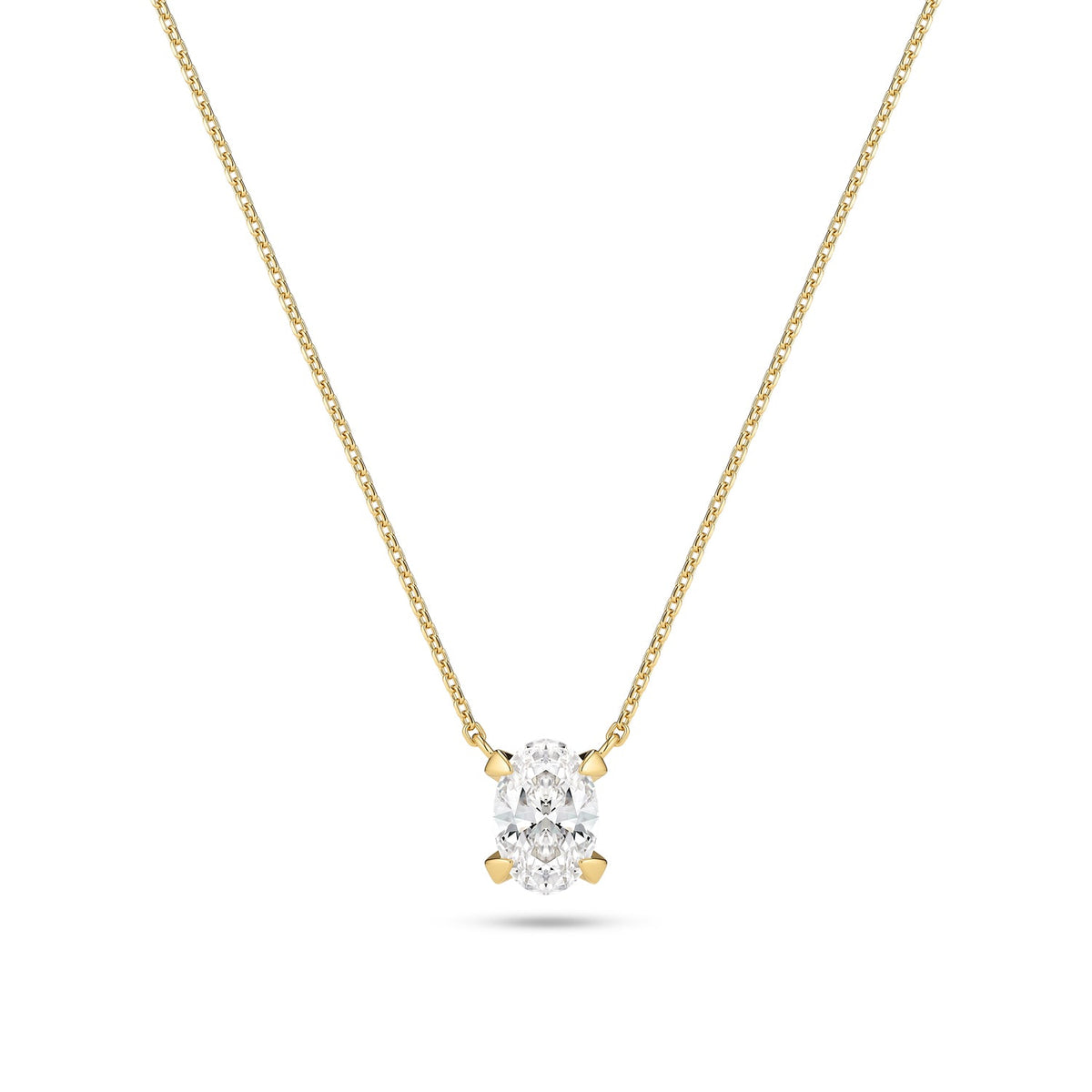 Sif Jakobs Grace Ovale Solitaire halskæde i 14 kt guld med oval lab-grown diamant