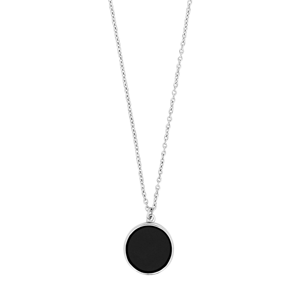 Nordahl Andersen Son of Noa halskæde i rhodineret sølv med 16 mm vedhæng i sort onyx