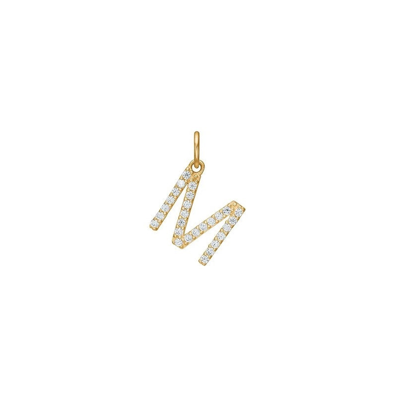 Siersbøl - 14 kt. guld bogstavvedhæng med zirkonia