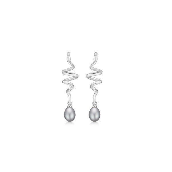Swirl w. Pearl  øreringe i sølv af Mads Z - 2113086