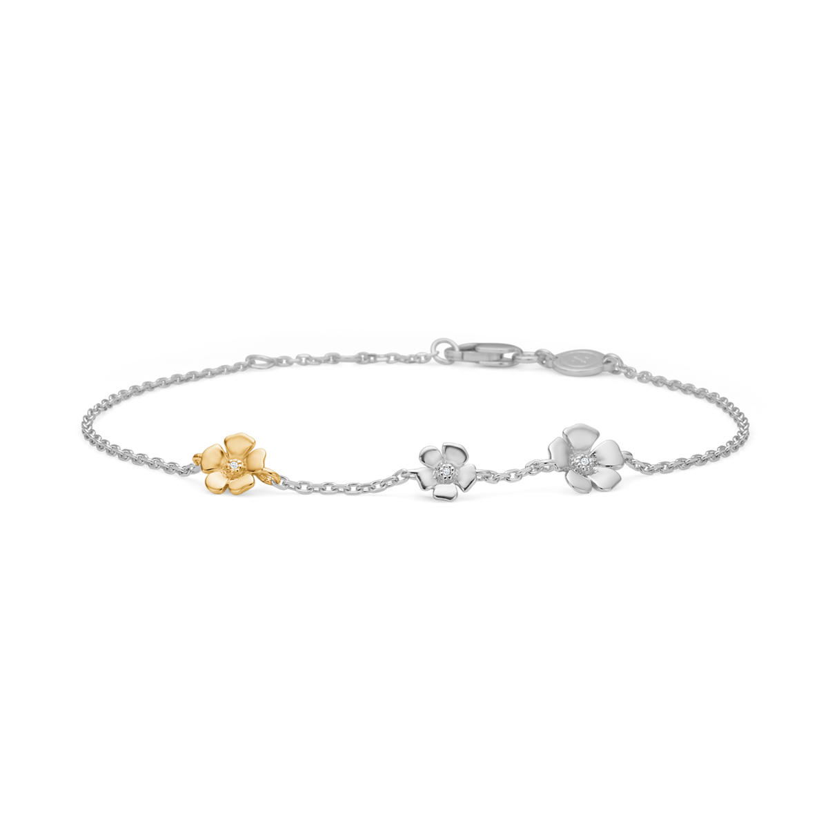 Fleur armbånd i sølv og 14 kt. guld med diamanter, Mads Z