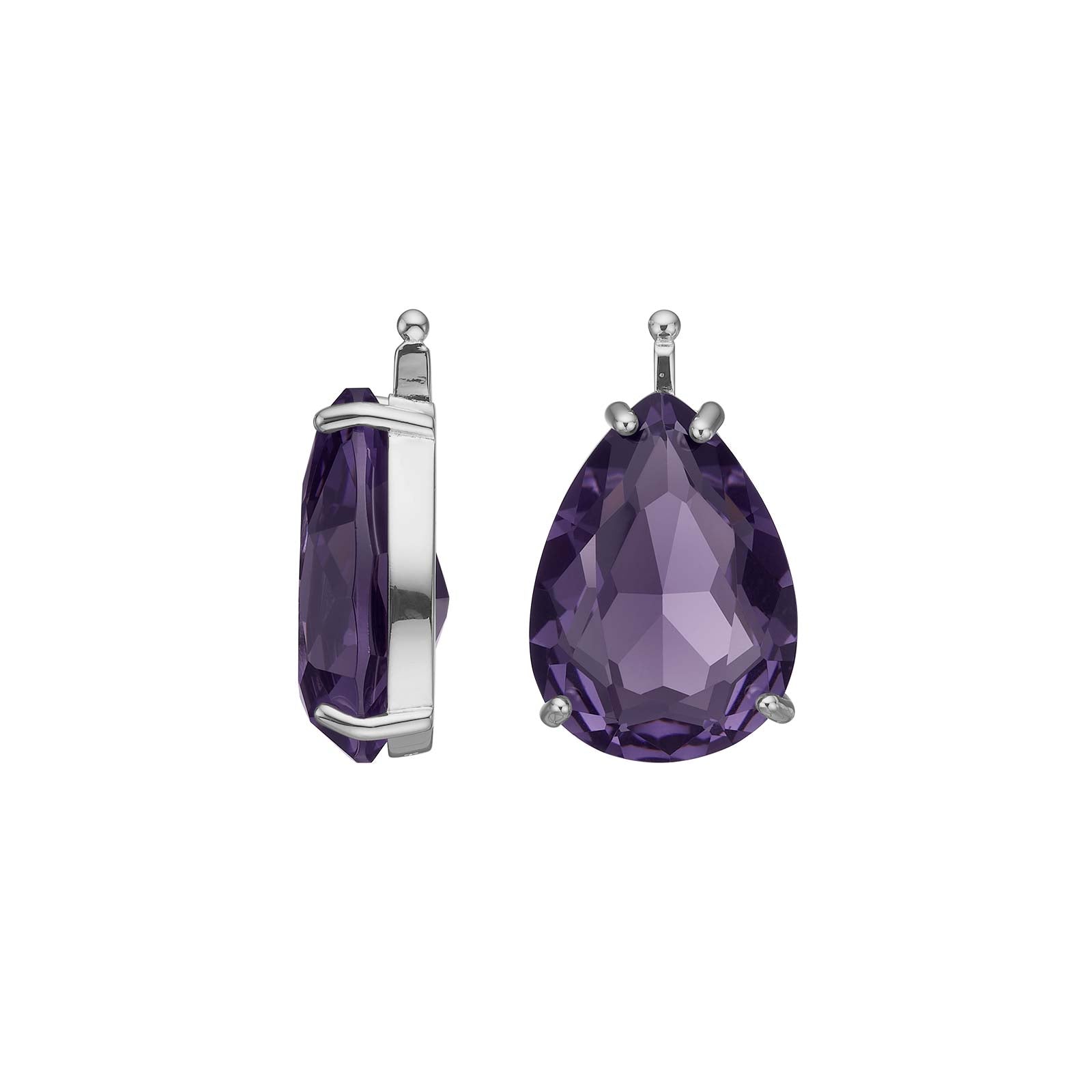 Heide Heinzendorff glas facet-vedhæng i sølv måler 13x18 mm og er udformet som et elegant system-vedhæng med en dråbeformet, facetslebet lilla glassten i sølvfatning.