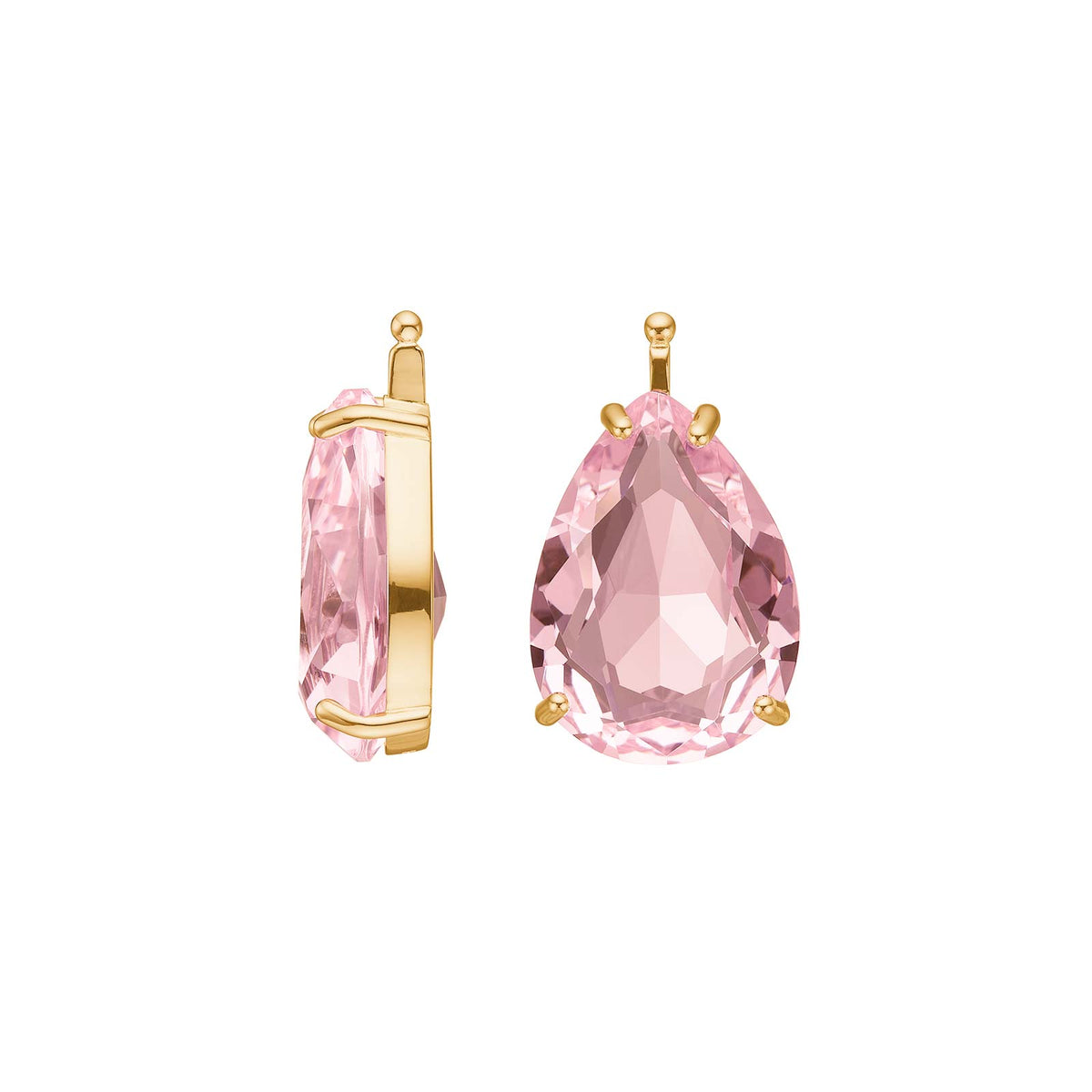 Heide Heinzendorff Glas facet øreringe i forgyldt sølv med dråbeformede rosa glassten.