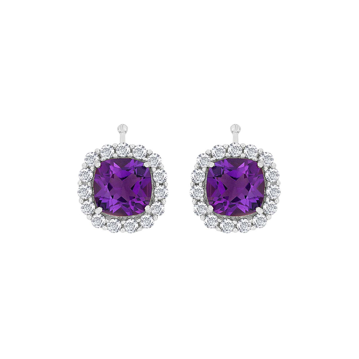 Heide Heinzendorff rhodineret sølv vedhæng roset 12x12 mm med Amethyst CZ sten. Højde 13 mm, bredde 13 mm.