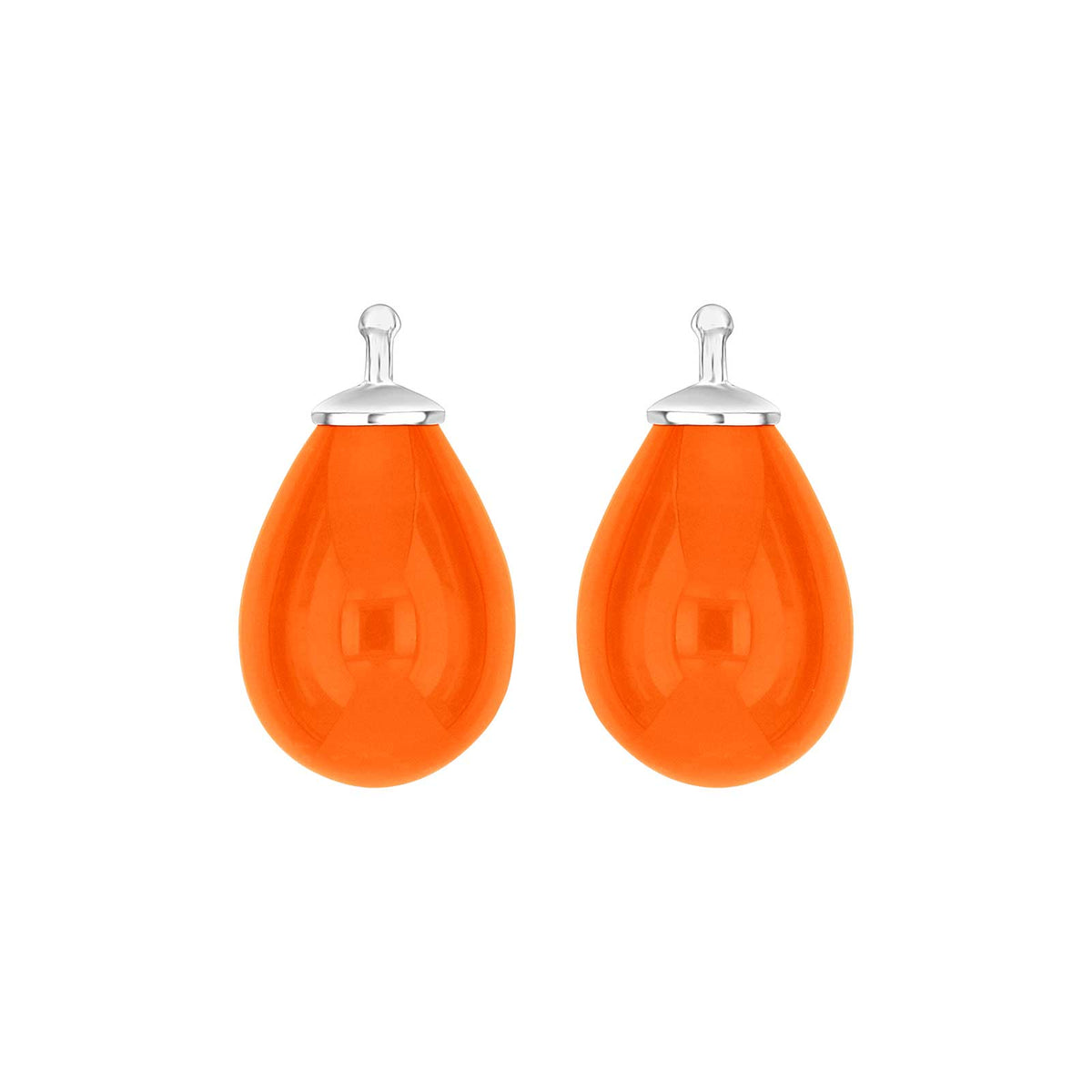 Heide Heinzendorff Bøhmisk kvartsglasdråbe øreringe i sølv med klar orange kvarts målende 11x16 mm.