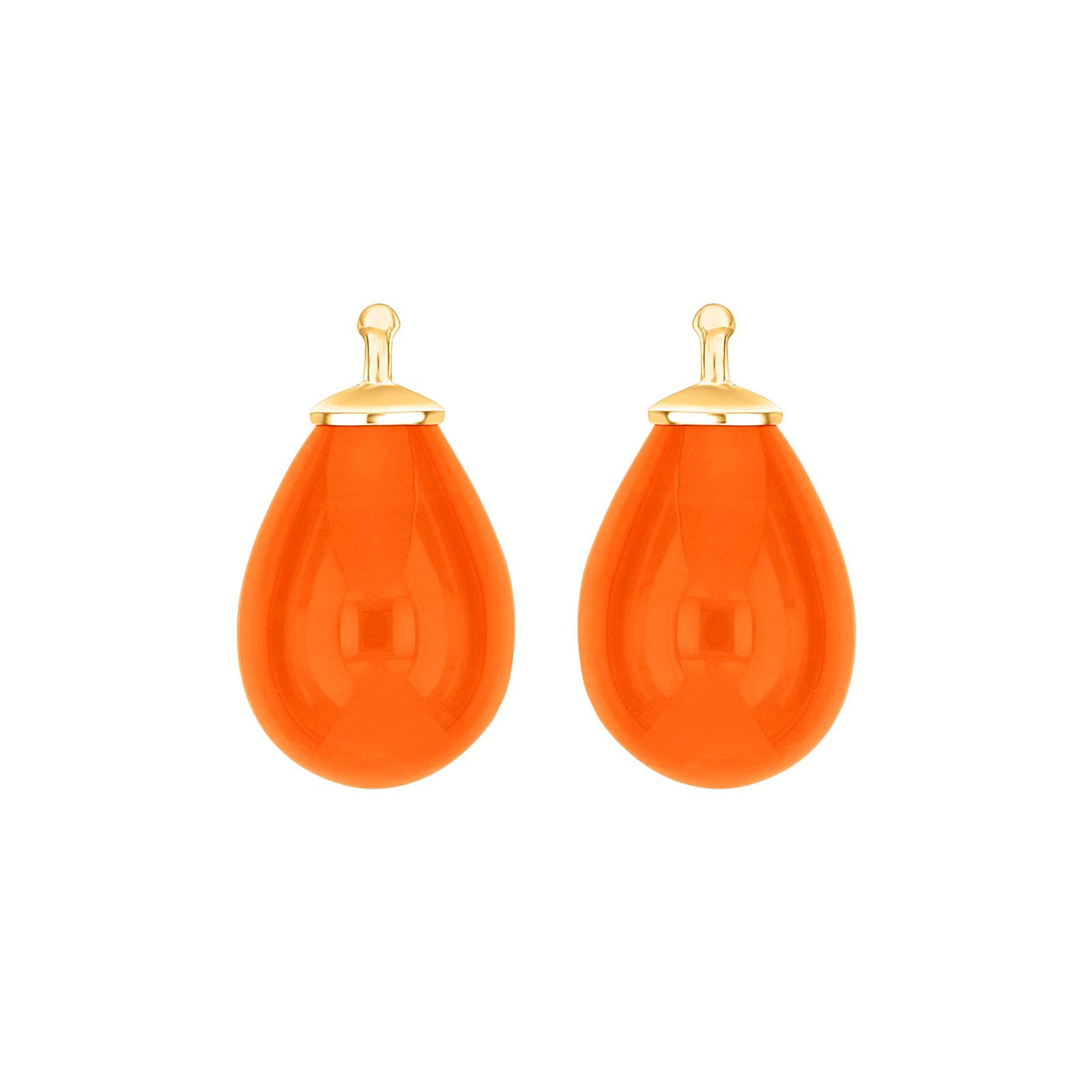 Heide Heinzendorff Bøhmisk kvartsglasdråbe vedhæng i forgyldt sølv med orange kvarts.
