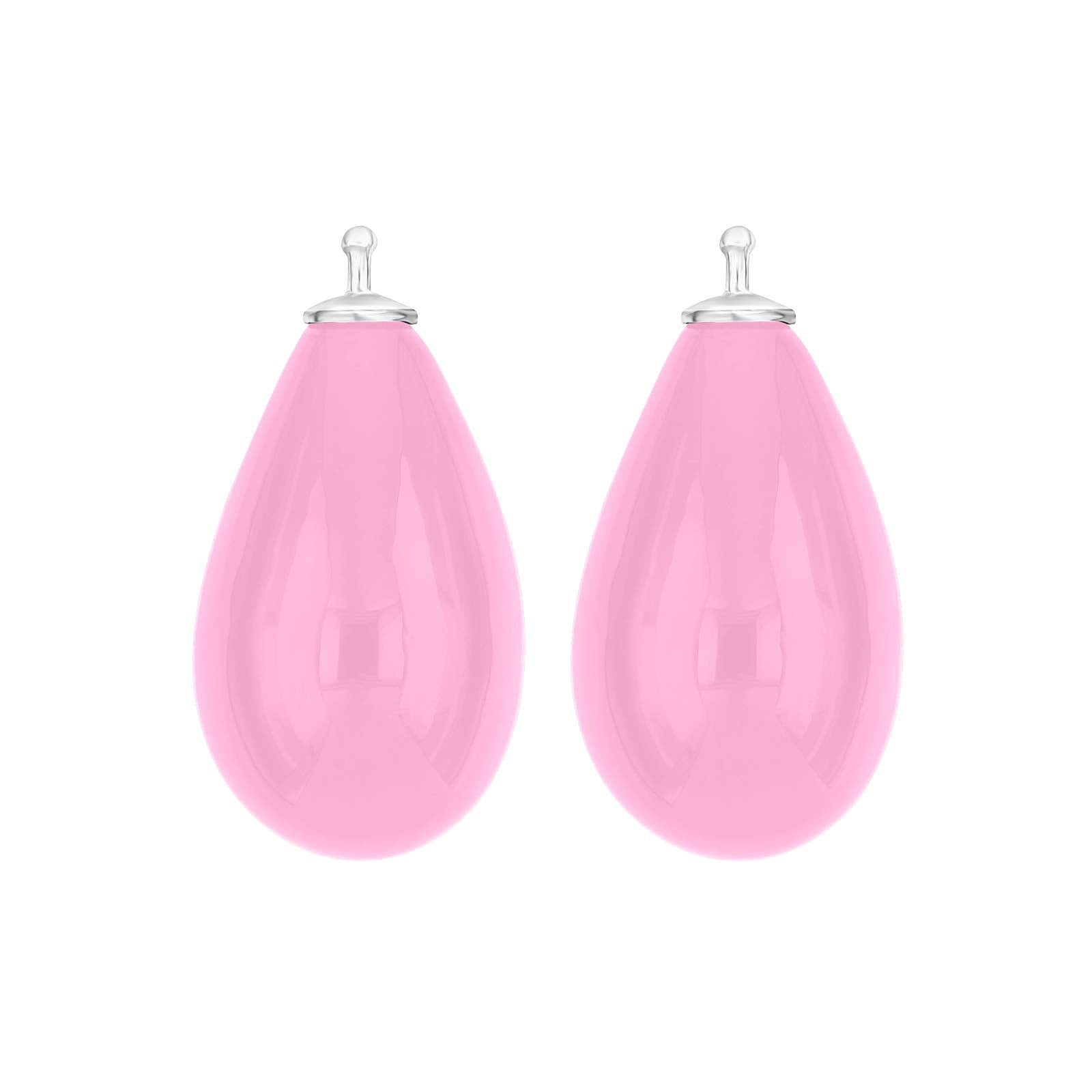 Heide Heinzendorff Bøhmisk kvartsglas dråbe øreringe i sølv med lys pink kvartsglas.