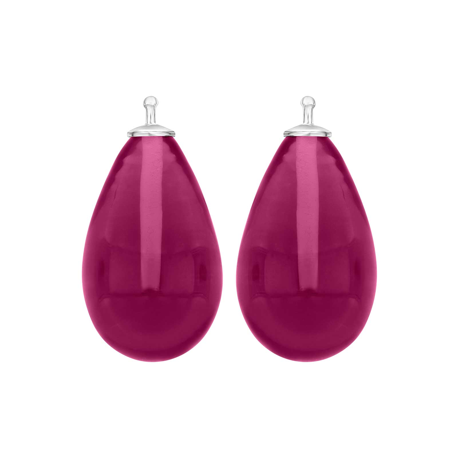 Heide Heinzendorff bøhmisk kvartsglas dråbe øreringe og system-vedhæng i sølv med pink kvarts.