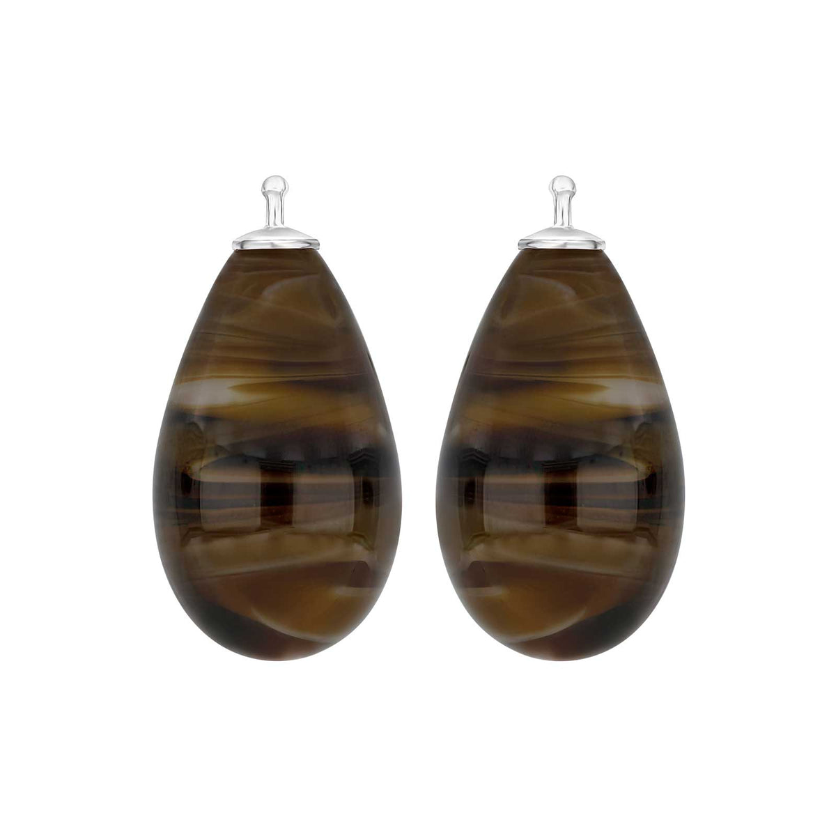Heide Heinzendorff Bøhmisk kvartsglas dråbeøreringe i sølv med røgfarvet kvarts 12x24 mm.