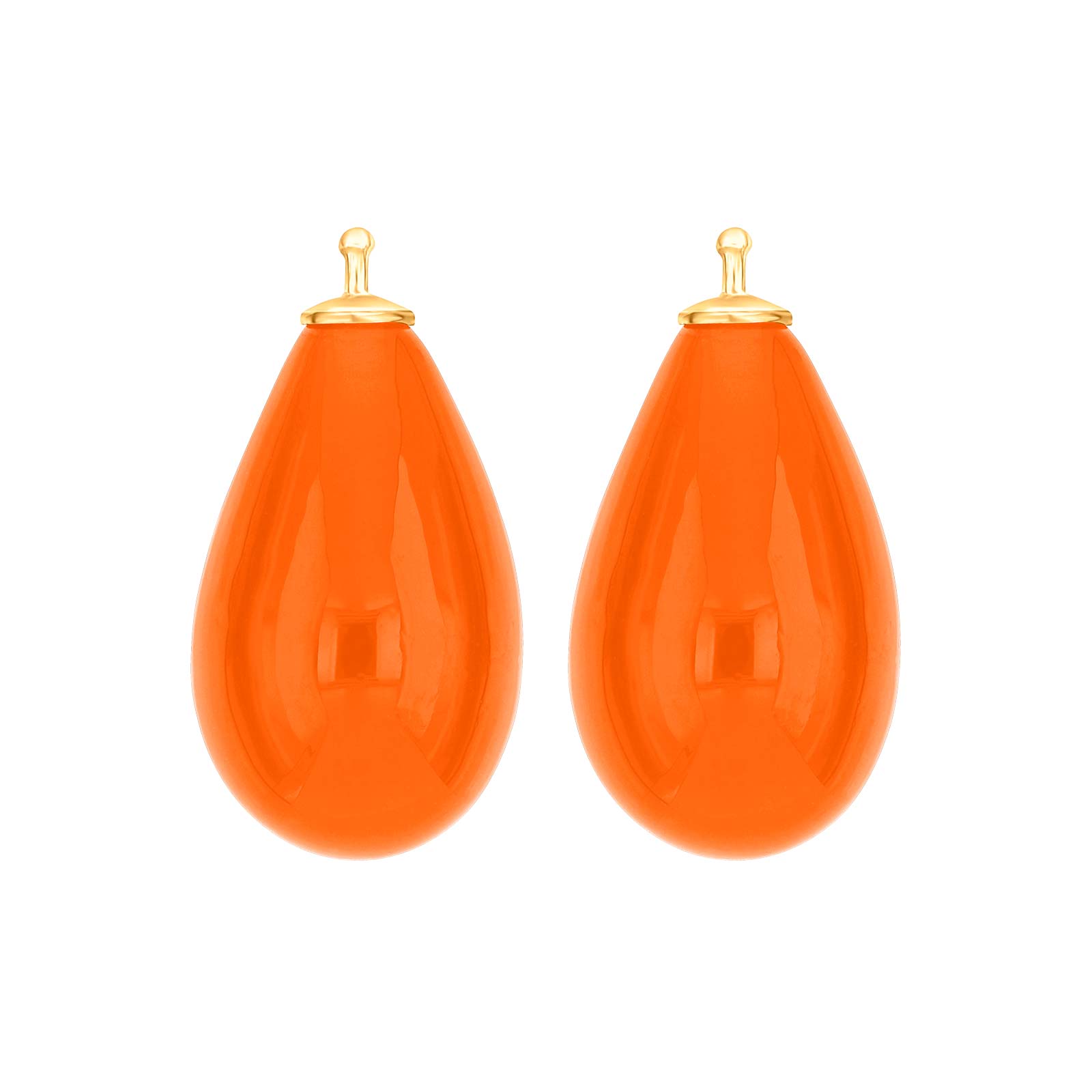 Heide Heinzendorff Bøhmisk kvartsglas dråbe vedhæng i forgyldt sølv med orange kvarts.