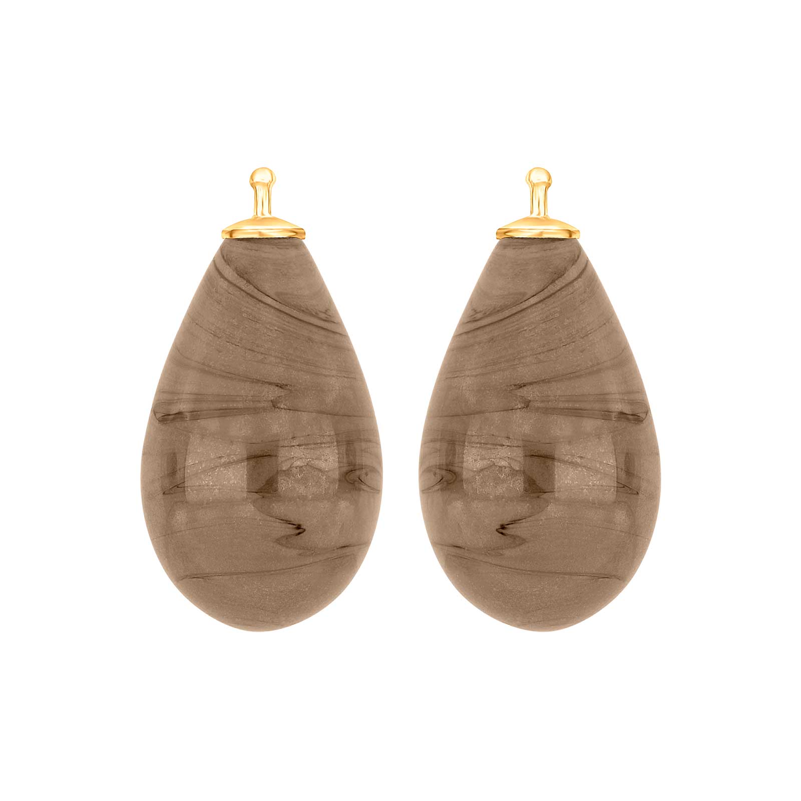 Heide Heinzendorff Bøhmisk kvartsglas dråbevedhæng i forgyldt sølv med kvarts måler 12x24 mm.