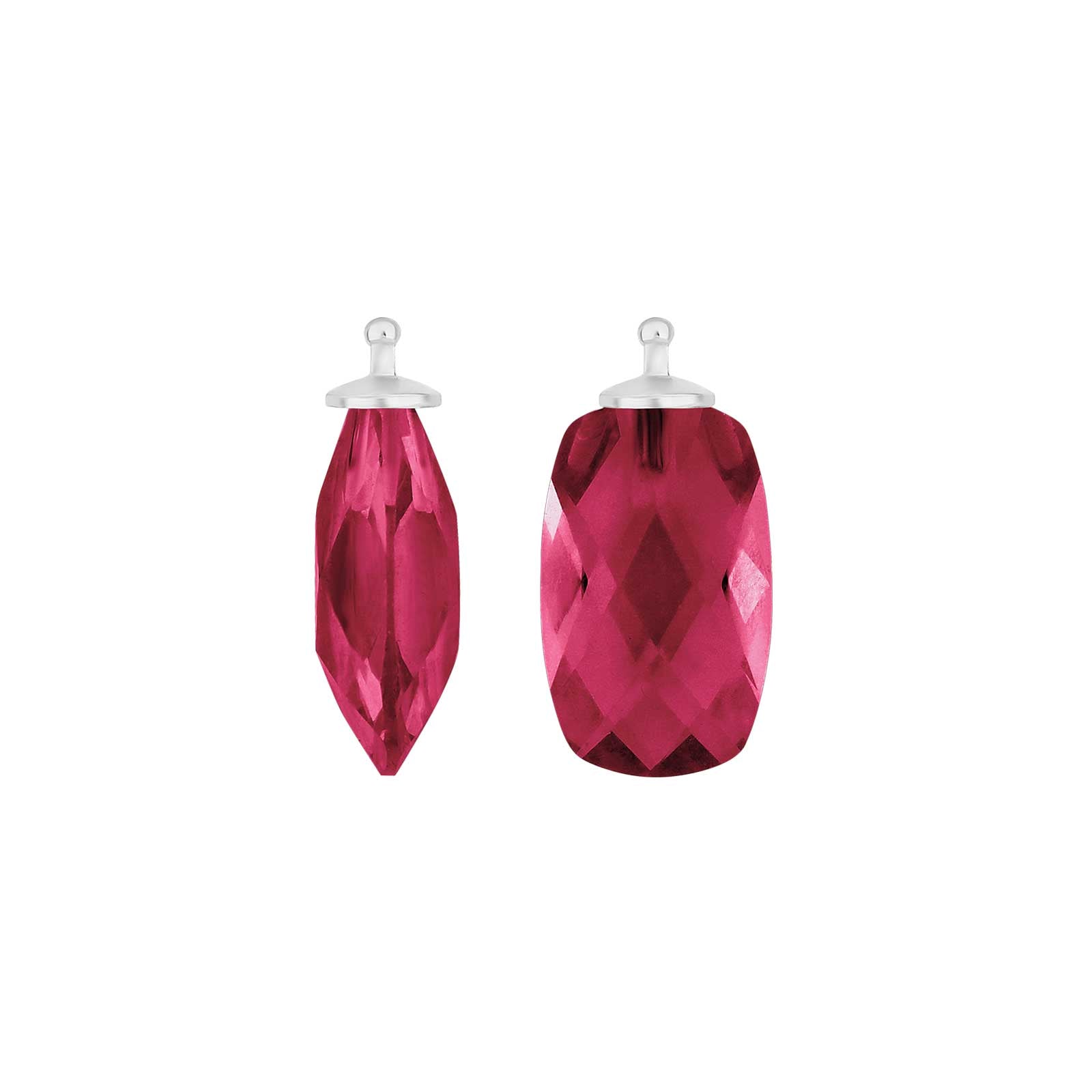 Heide Heinzendorff kvartsglas vedhæng i sølv med pink-rød kvarts i aflangt design.