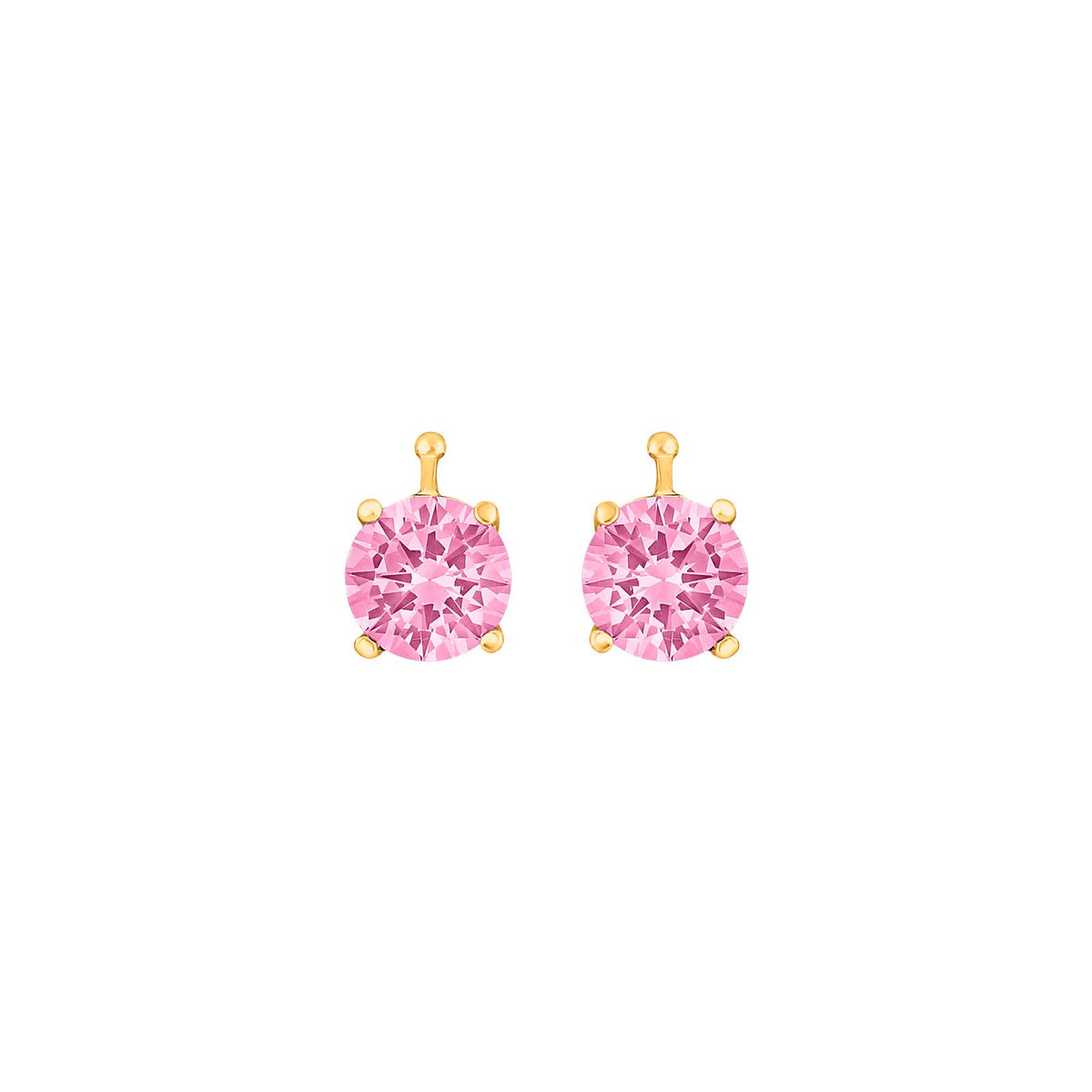 Heide Heinzendorff Krystal glas øreringe i forgyldt sølv med pink Zirkonia 7 mm.
