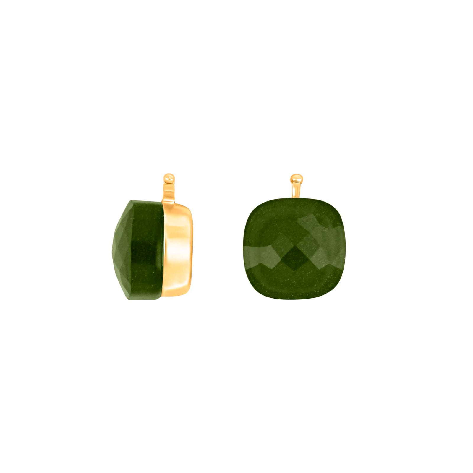 Heide Heinzendorff Kvartsglas facetteret øreringe i forgyldt sølv med kvadratiske hvide kvartsglassten 10x10 mm