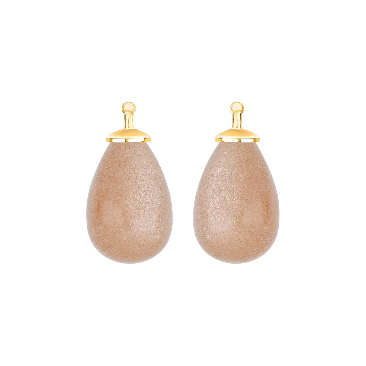 Heide Heinzendorff orange månesten dråbevedhæng i 8 kt guld med månesten 11x16 mm
