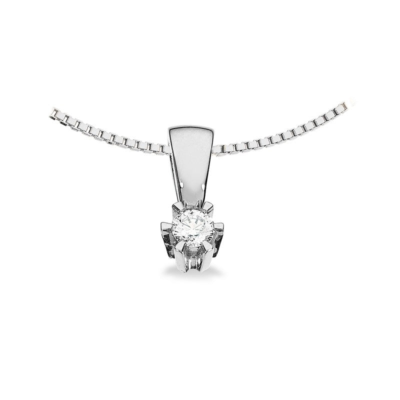 Prinsesse Vedhæng i 14 kt. hvidguld m. 0,03ct.-0,46ct. diamant