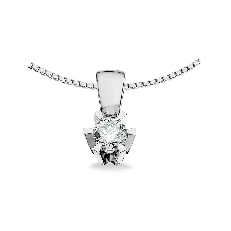 Prinsesse Vedhæng i 14 kt. hvidguld m. 0,03ct.-0,46ct. diamant